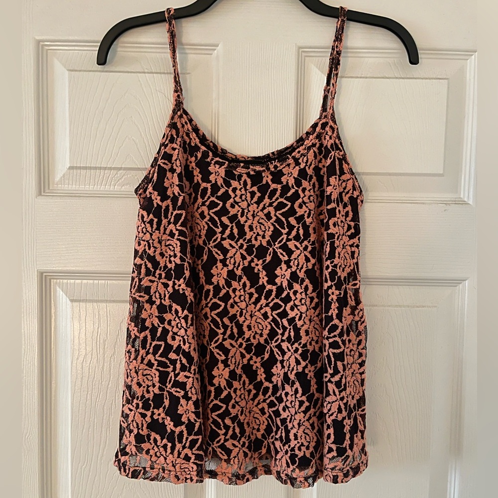 Alloy Apparel Black and Pink Floral Flowy Tank Top